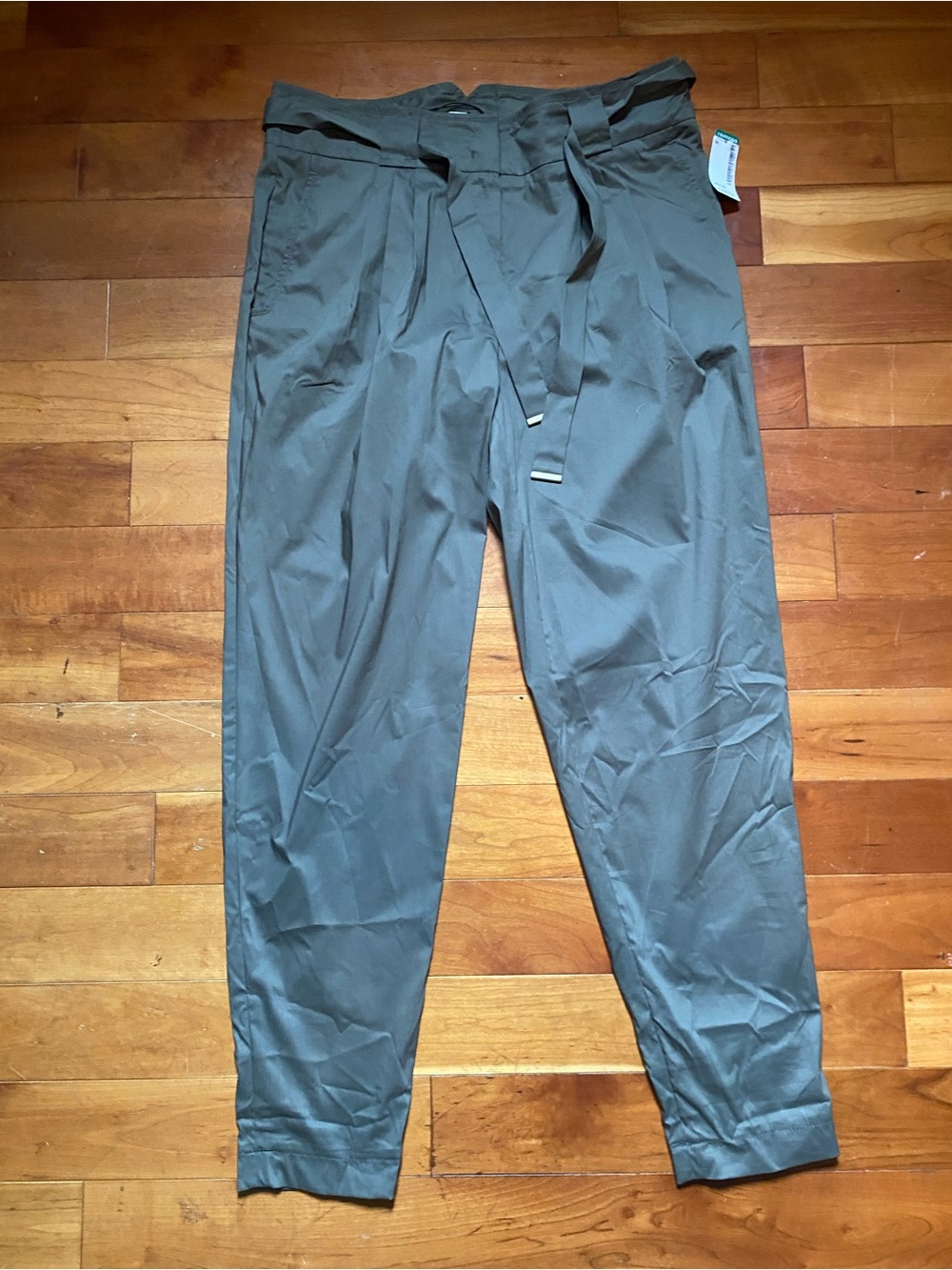 Rene Lezard Olive Green Paperbag Waist Chinos